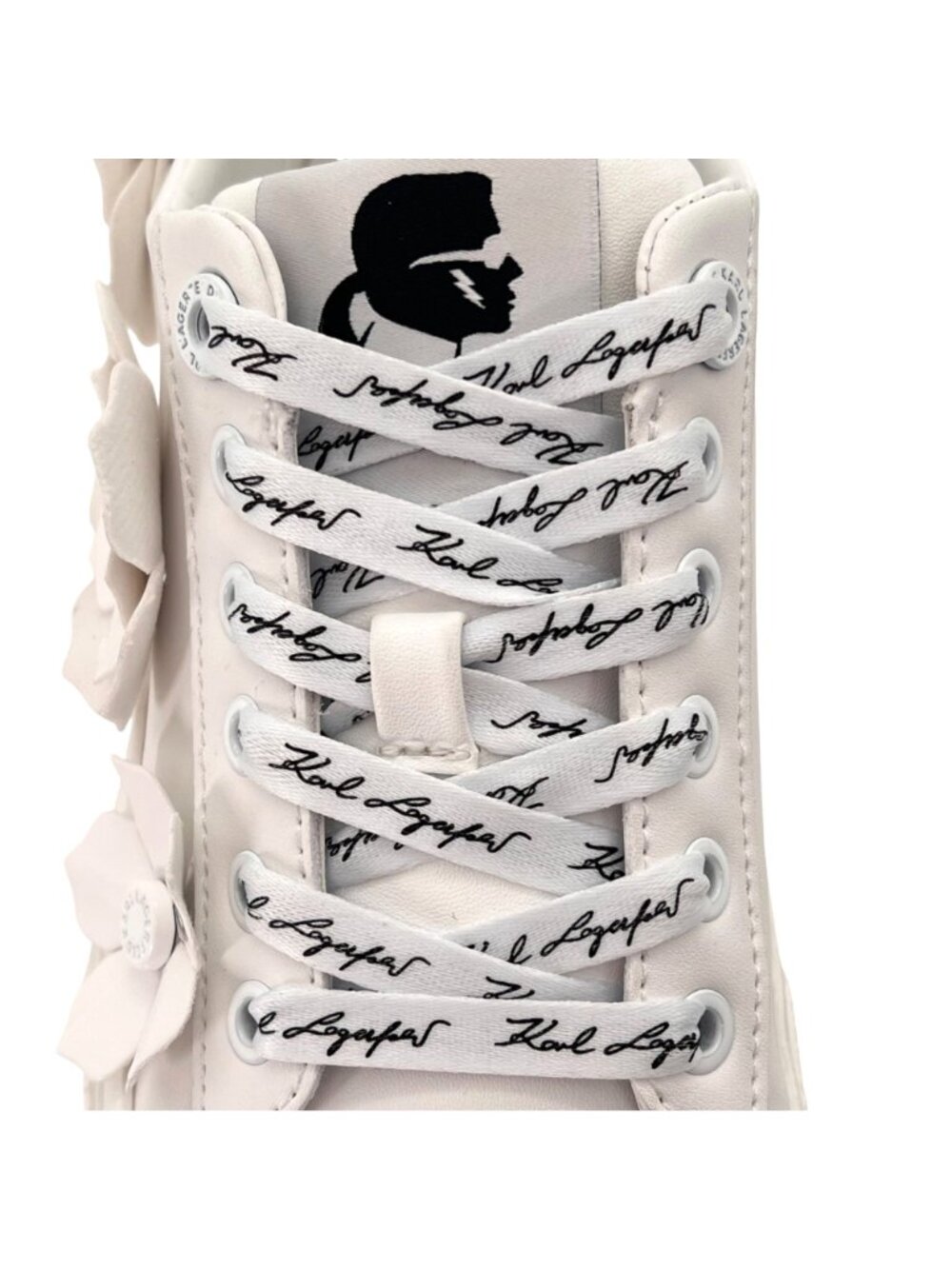 Karl Lagerfeld Georgia Shoes Womens Sneakers 5.5 Floral Design White Leather NEW - Picture 12 of 16